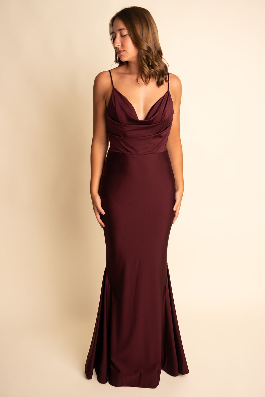 Romantic Mermaid Spaghetti Straps Pleated Bridesmaid Dress #RJBM056
