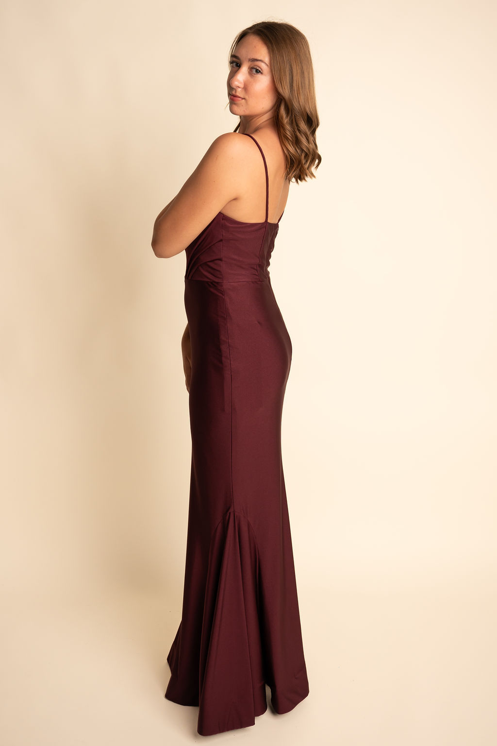 Romantic Mermaid Spaghetti Straps Pleated Bridesmaid Dress #RJBM056