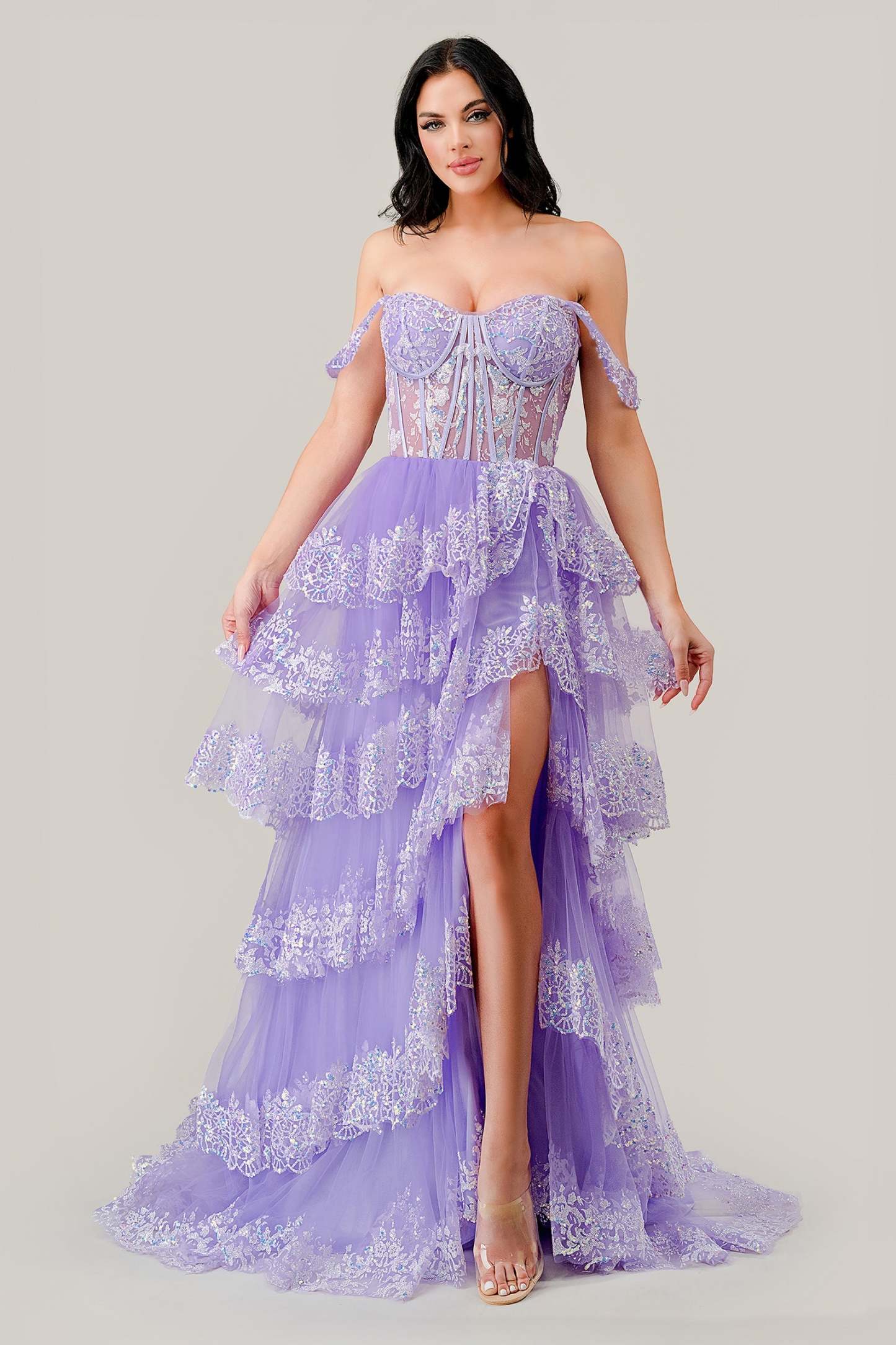 Elegance A-Line Strapless Off-The-Shoulder Gown #KV1110