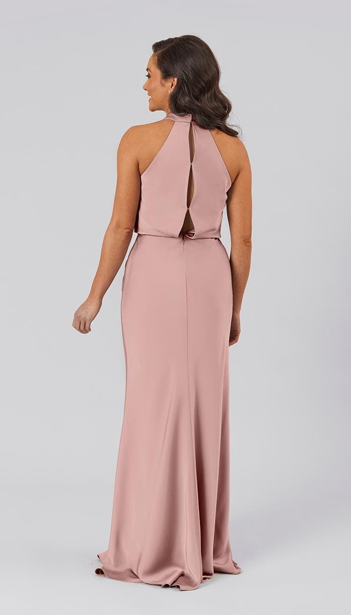 Classy High Crisscross Keyhole Back Stretch Line Bridesmaid Dress