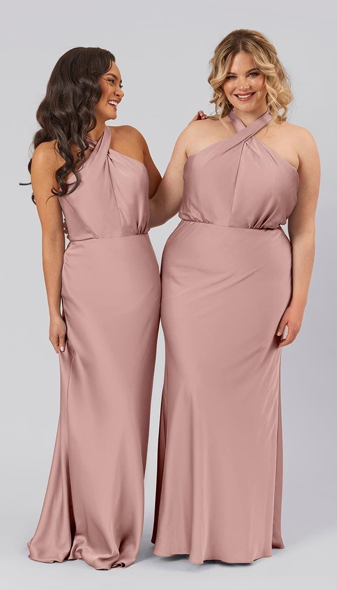 Classy High Crisscross Keyhole Back Stretch Line Bridesmaid Dress