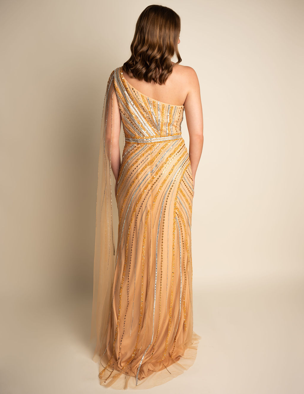 Yellow with silver accents one shoulder #LEE003
