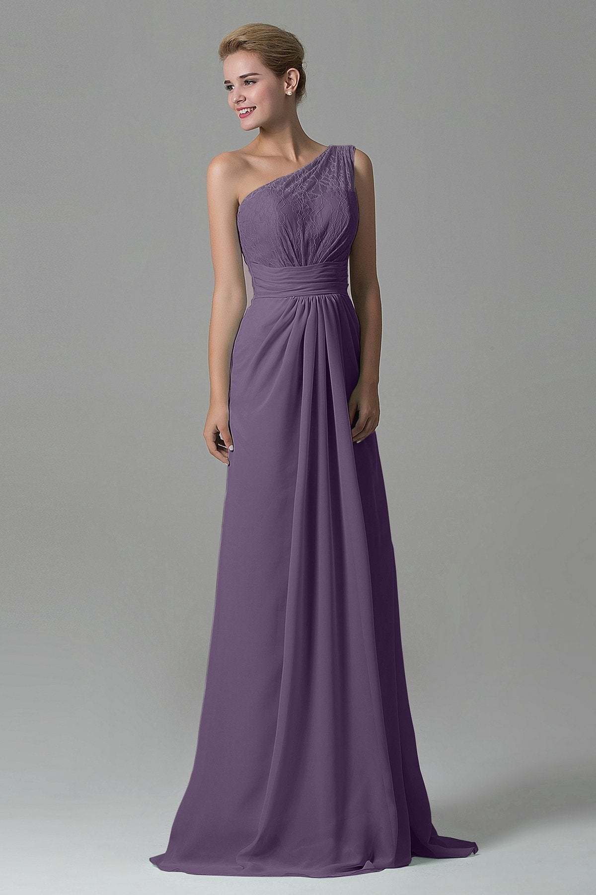 Sheath Sweep Train Lace/Chiffon Bridesmaid Dress COZK16004