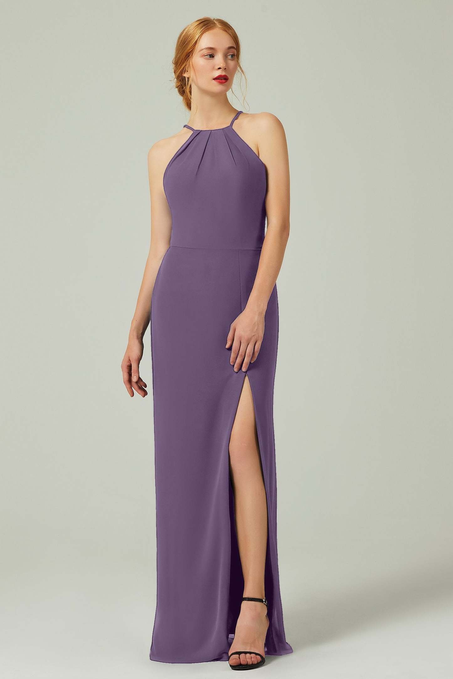 Sheath-Column Floor Length Chiffon Bridesmaid Dress Formal Dresses CB0337
