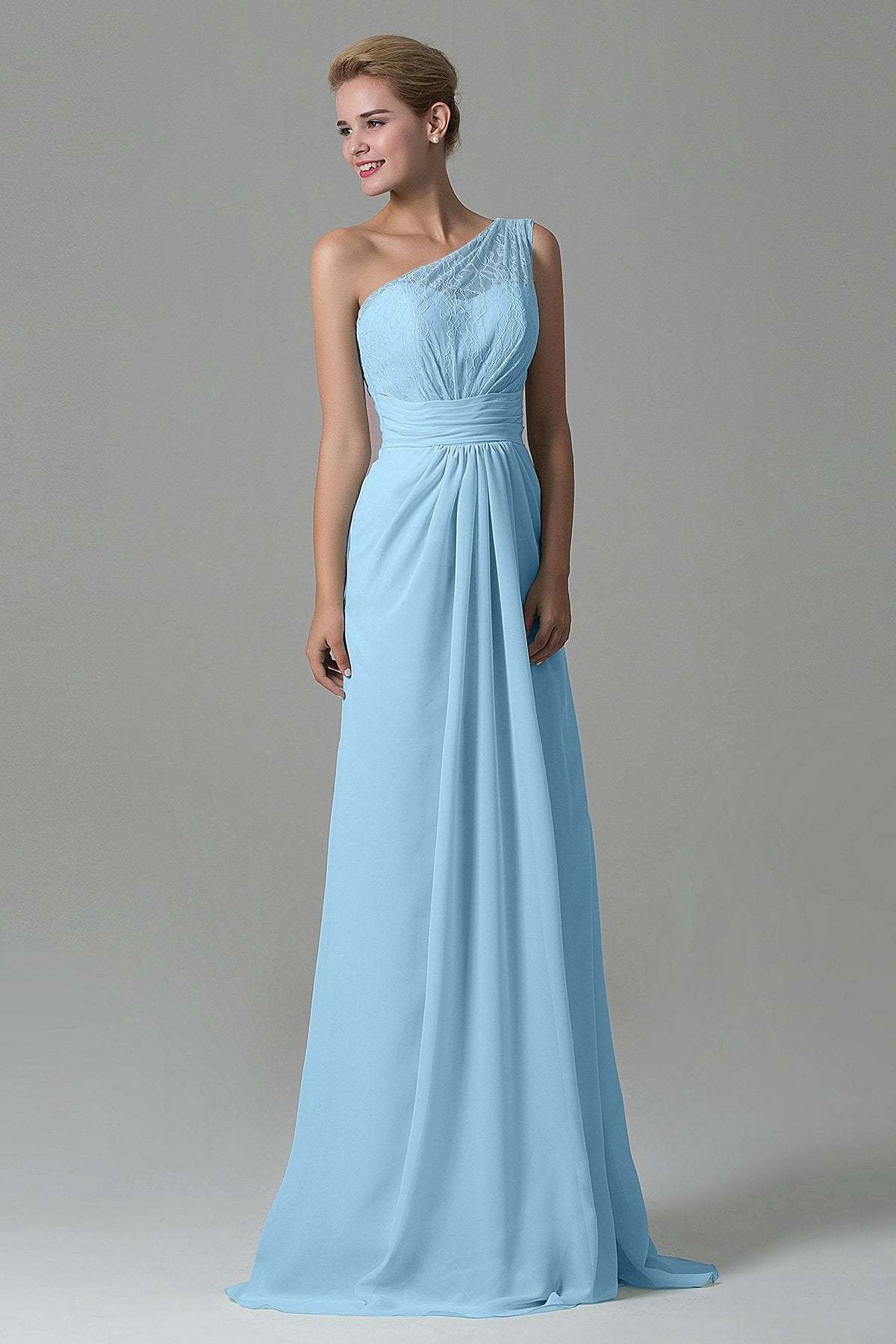 Sheath Sweep Train Lace/Chiffon Bridesmaid Dress COZK16004