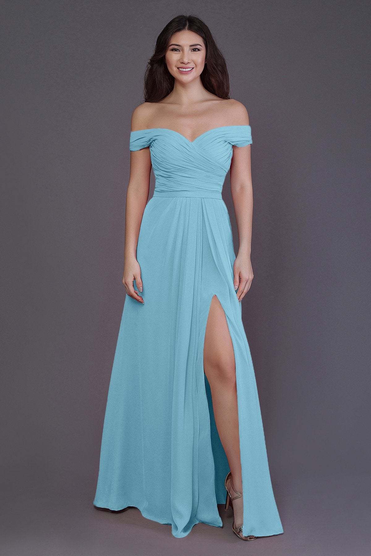 Sheath-Column Floor Length Chiffon Bridesmaid Dress PR3536