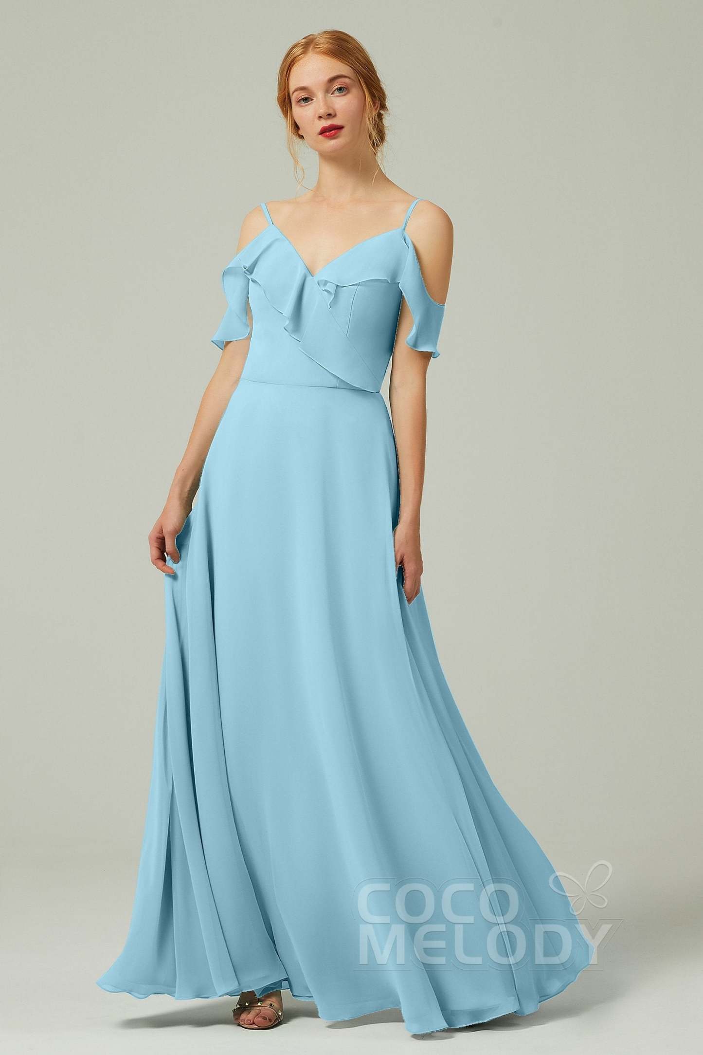 A-Line Floor Length Chiffon Bridesmaid Dress CB0326