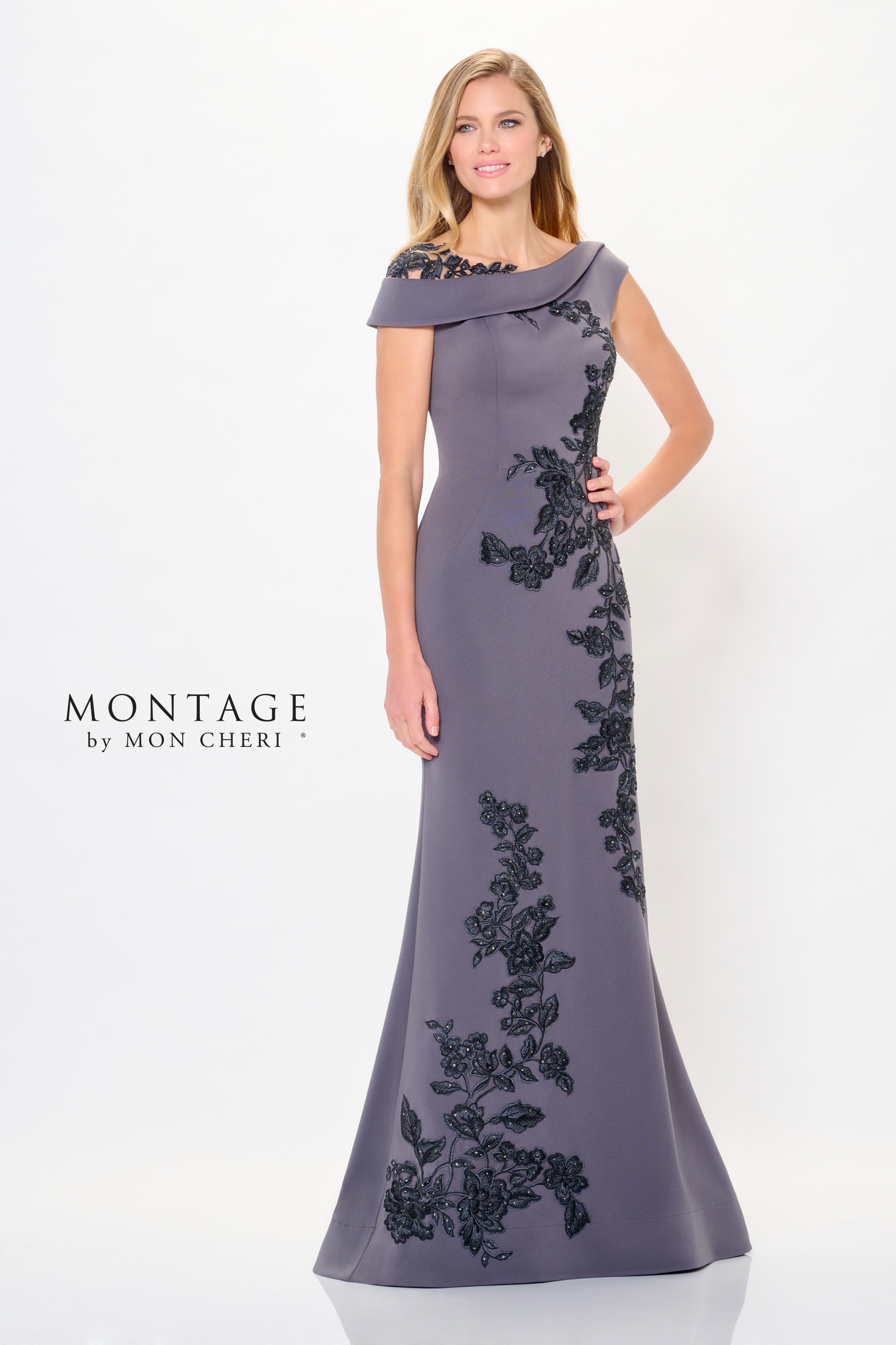 Sophisticated Mermaid Bateau Appliques Mother Of The Bride Dress #M901