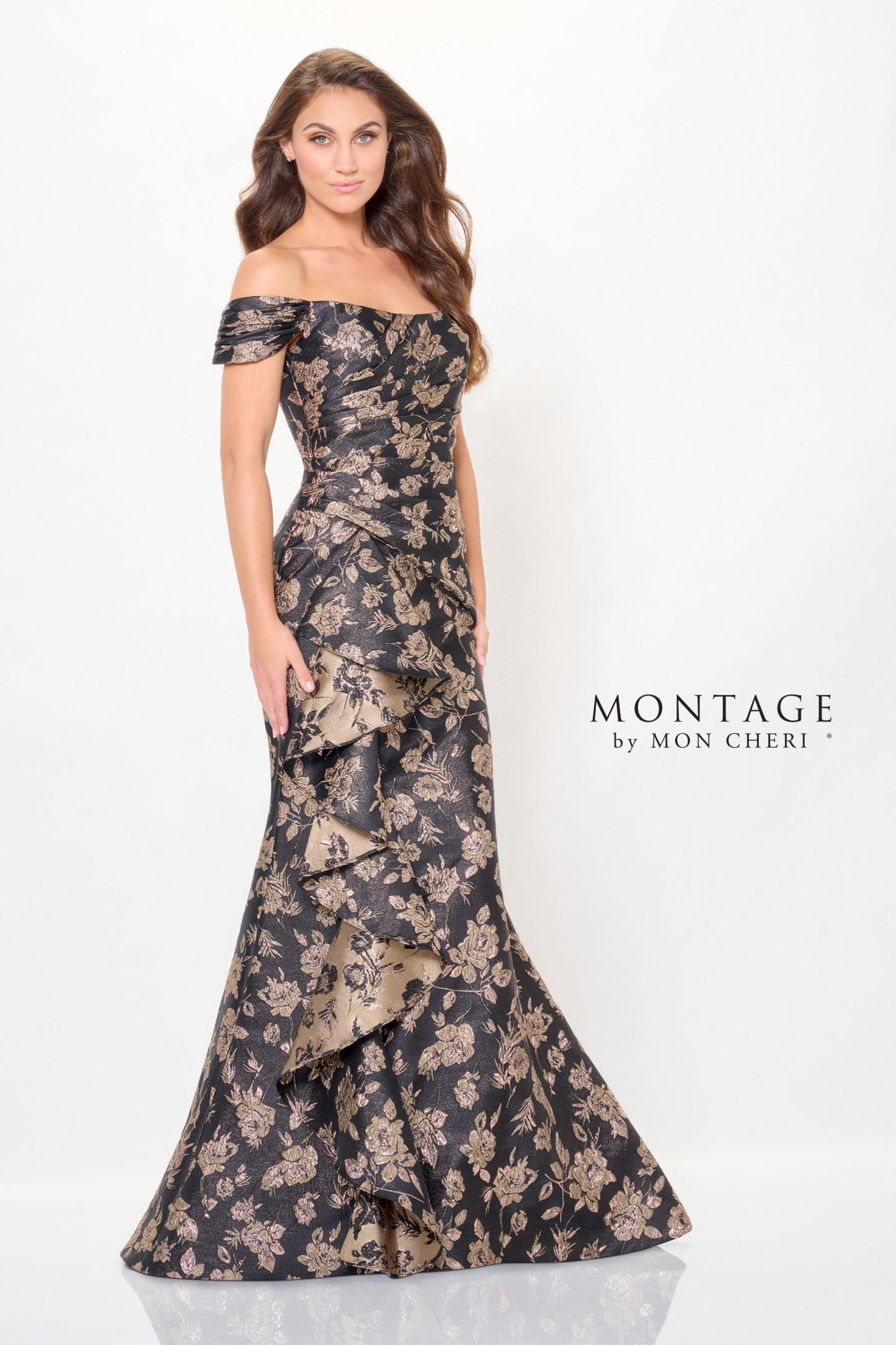 Elegant Mermaid Curved Brocade Mother of the Bride Dress #M905
