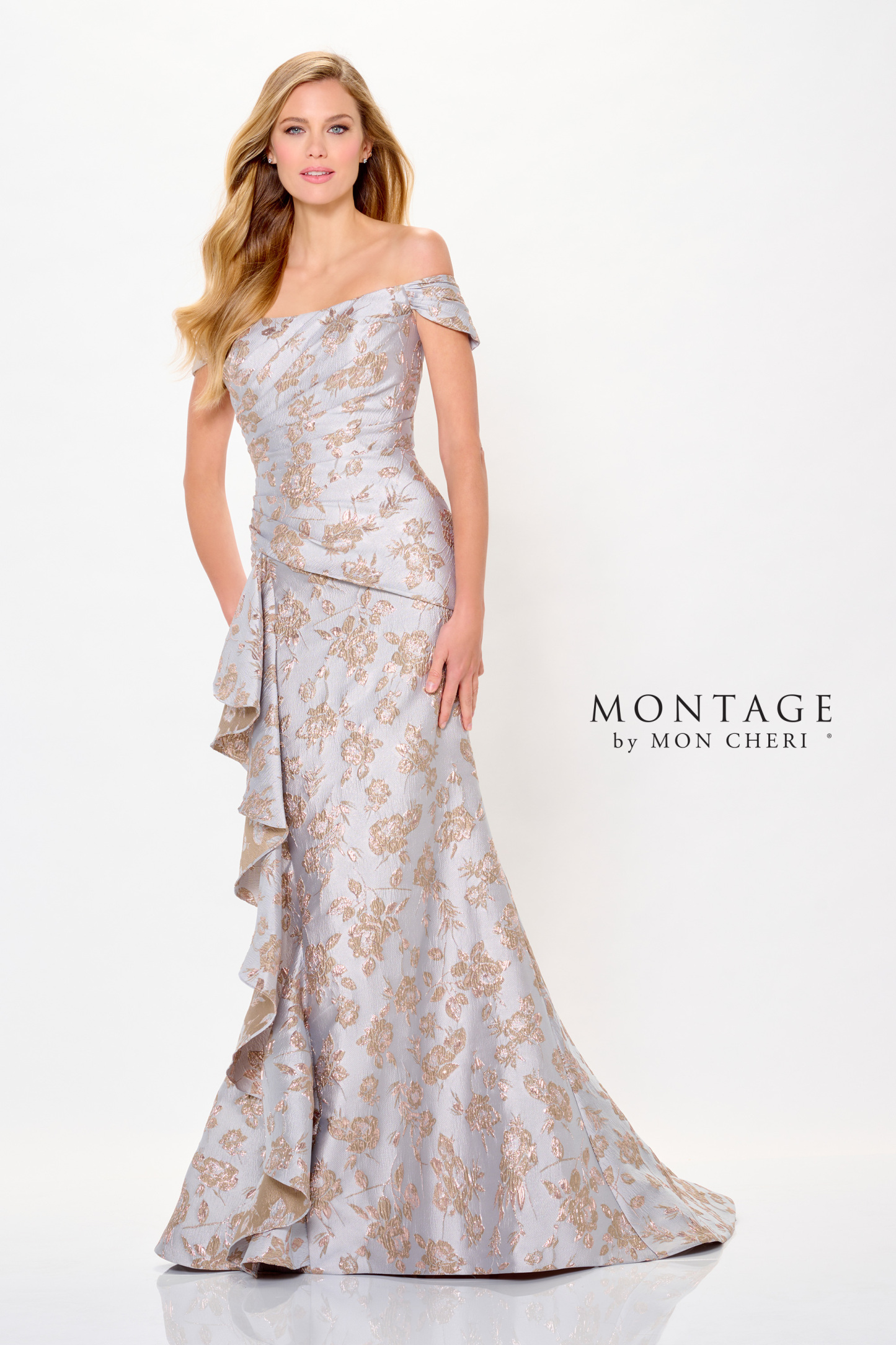 Elegant Mermaid Curved Brocade Mother of the Bride Dress #M905