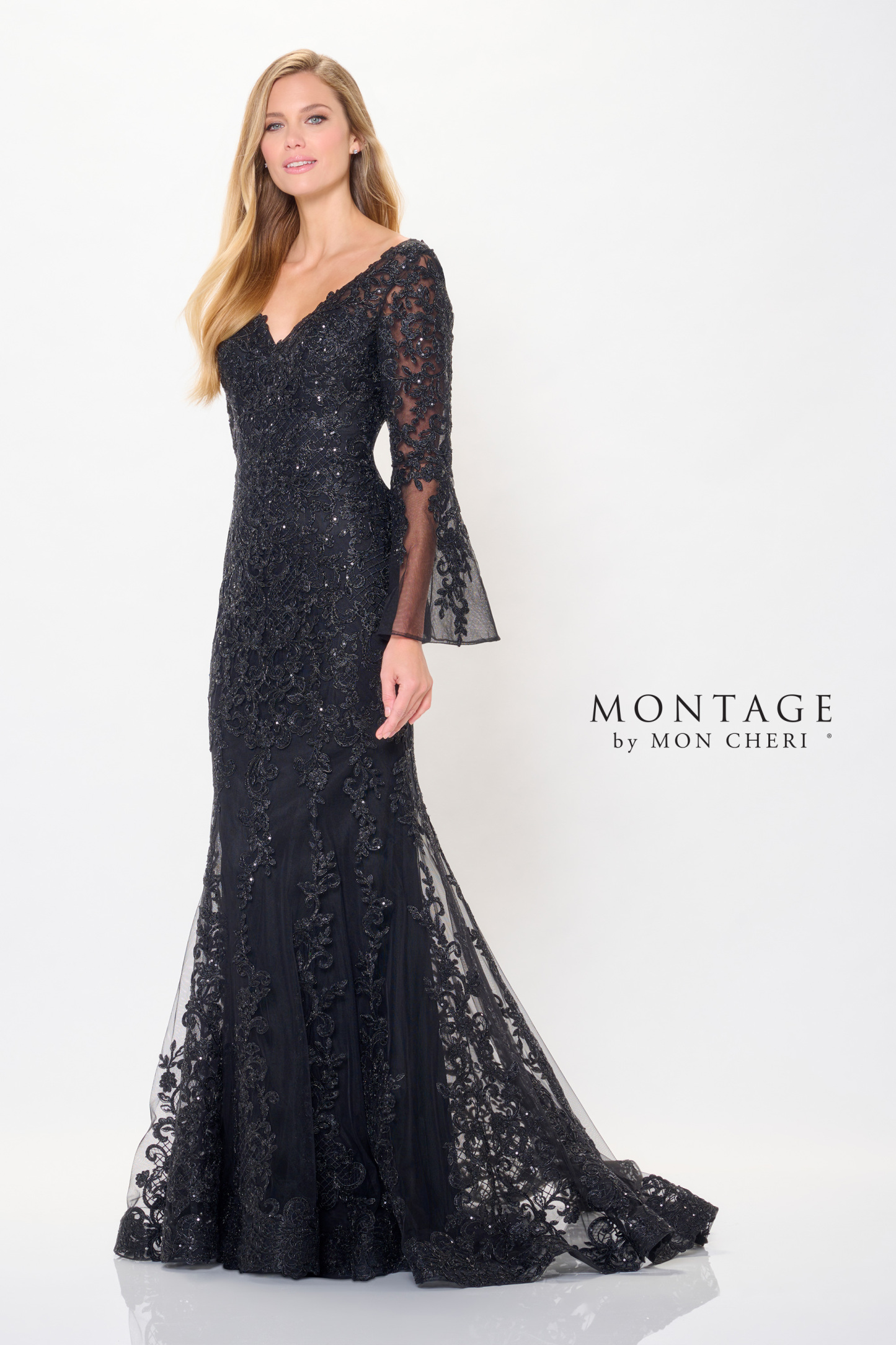 Glamorous Trumpet V-Neck Lace Appliques Mother Of The Bride Dress #M906