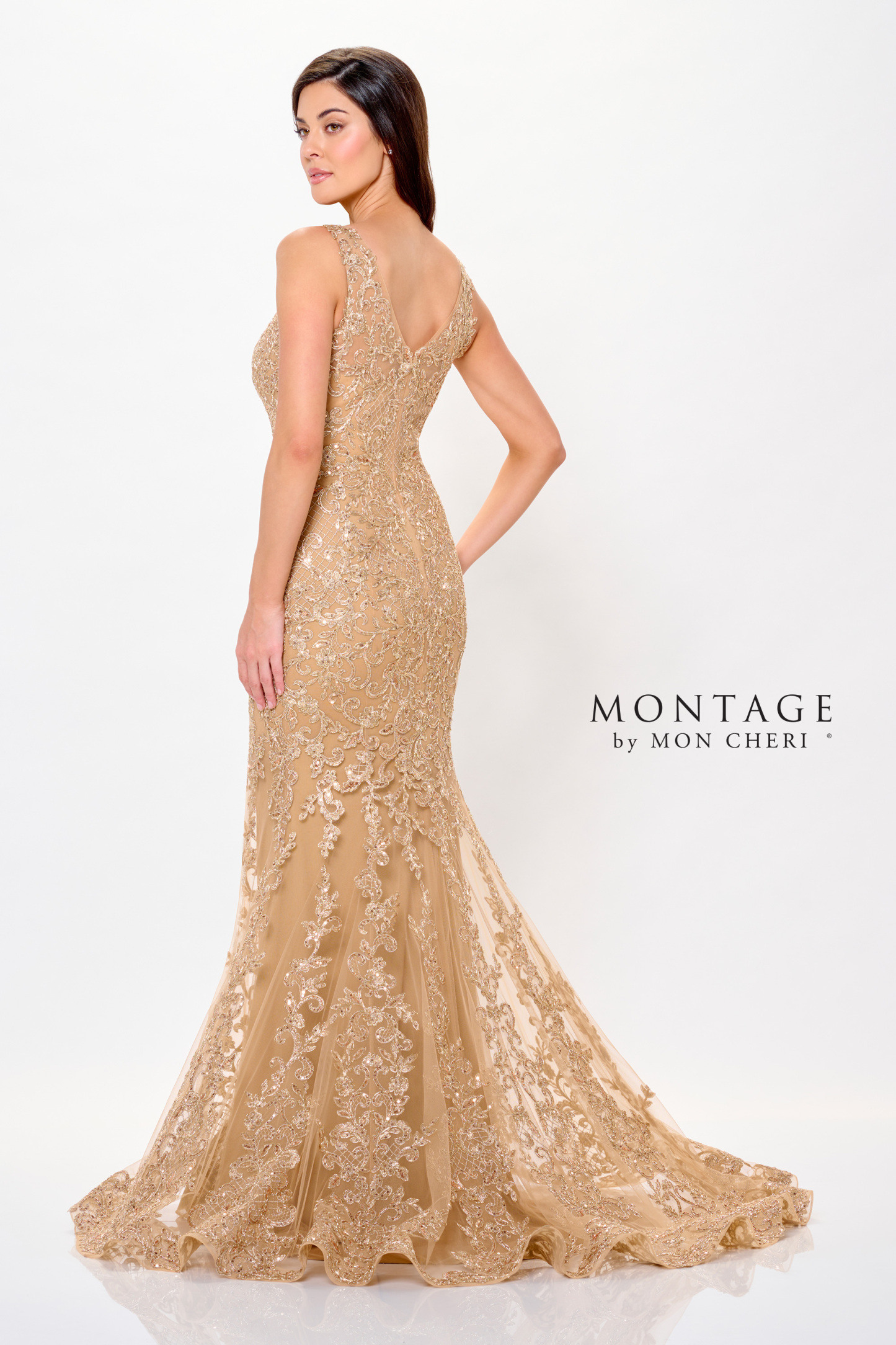 Glamorous Trumpet V-Neck Lace Appliques Mother Of The Bride Dress #M906