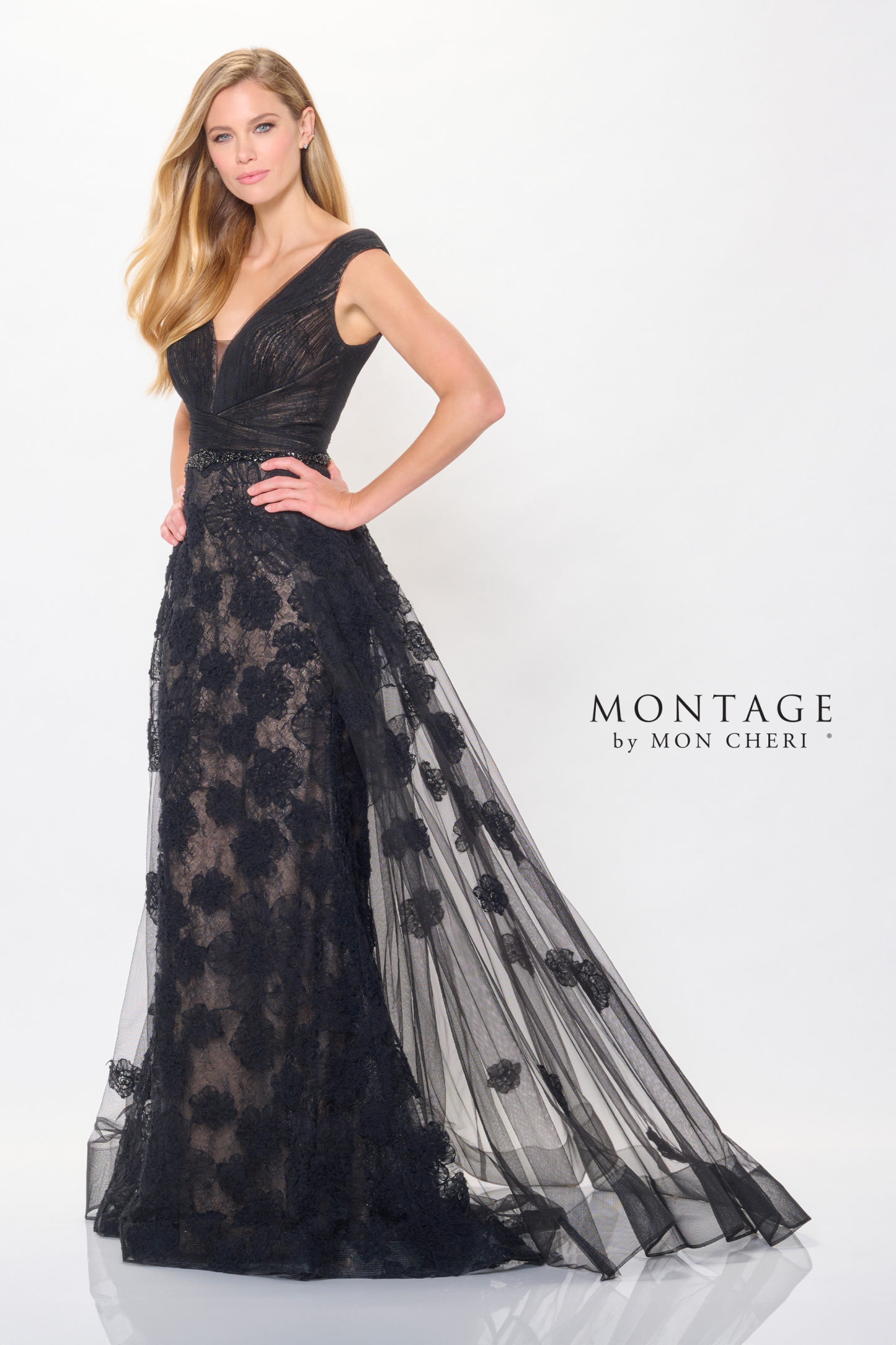 Captivating Fit and Flare V-Neck Lace Applique Mother of the Bride Dress #M908