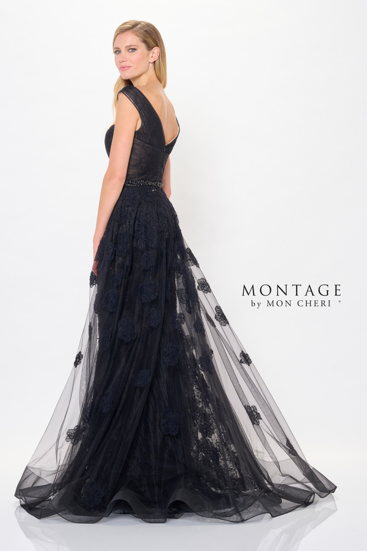 Captivating Fit and Flare V-Neck Lace Applique Mother of the Bride Dress #M908