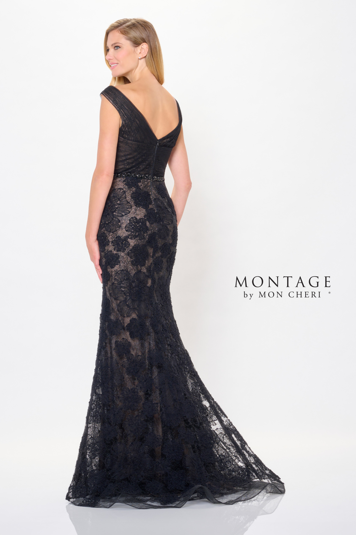 Captivating Fit and Flare V-Neck Lace Applique Mother of the Bride Dress #M908