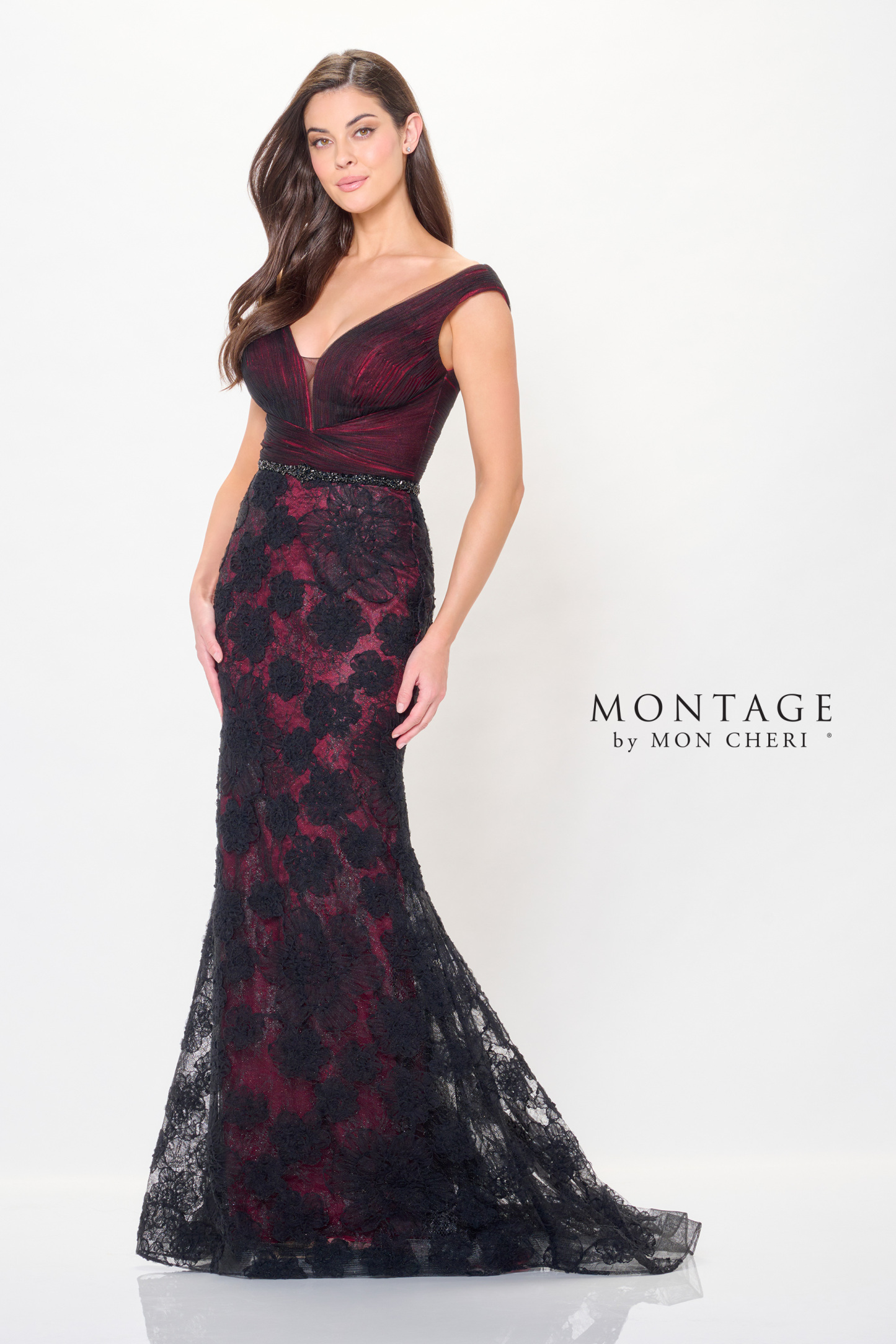 Captivating Fit and Flare V-Neck Lace Applique Mother of the Bride Dress #M908