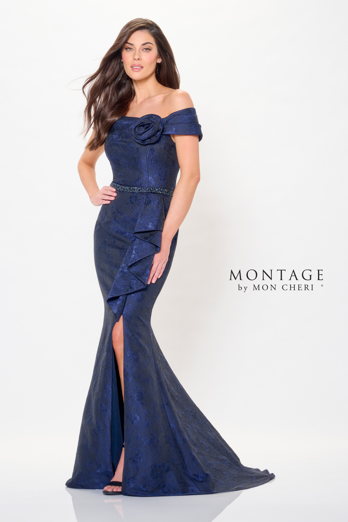 Sophisticated A-line Straight Beading Brocade Mother of the Bride Dres