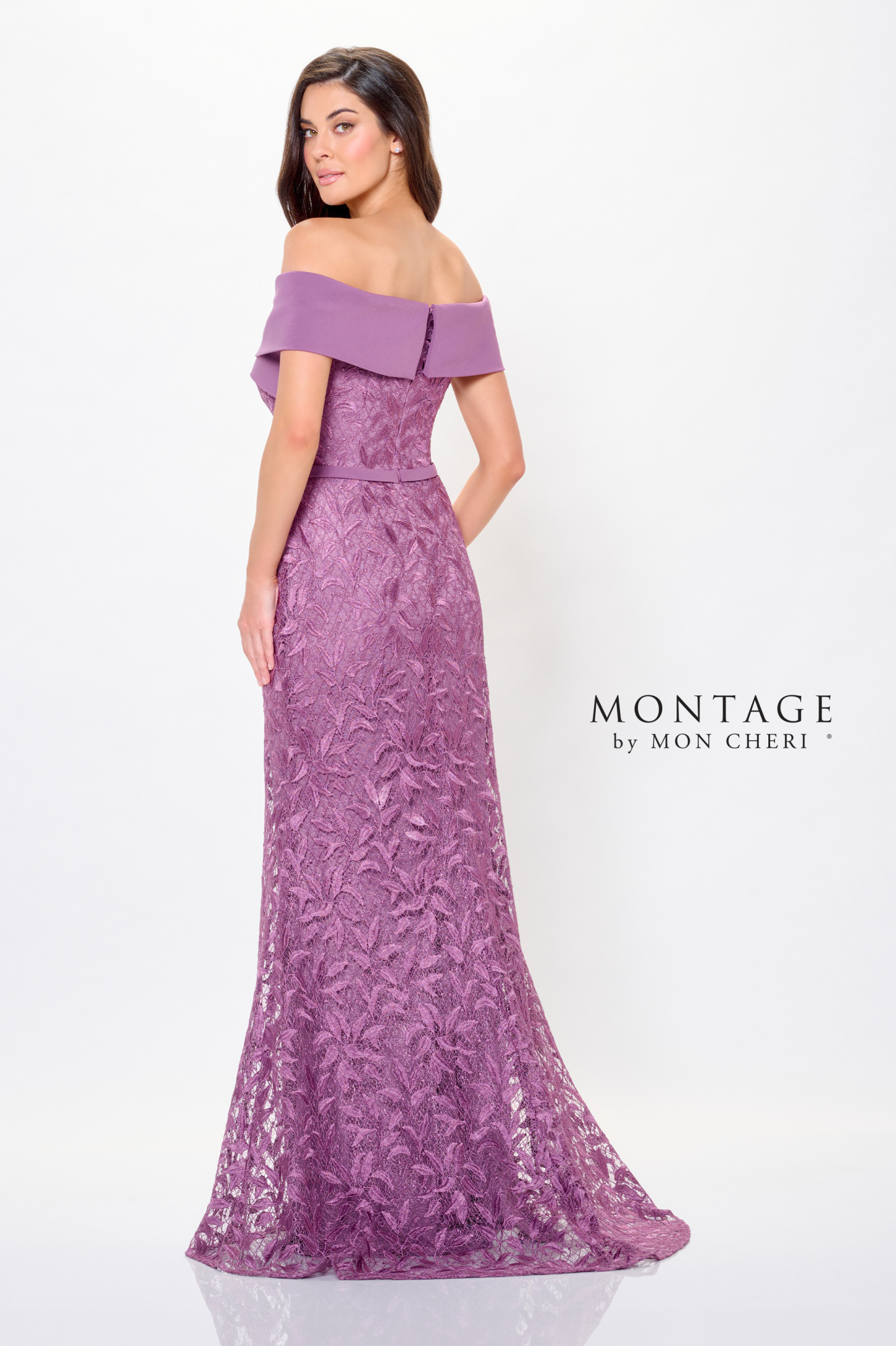 Elegant A-line V-Neck Allover Lace Crepe Mother of the Bride Dress #M911