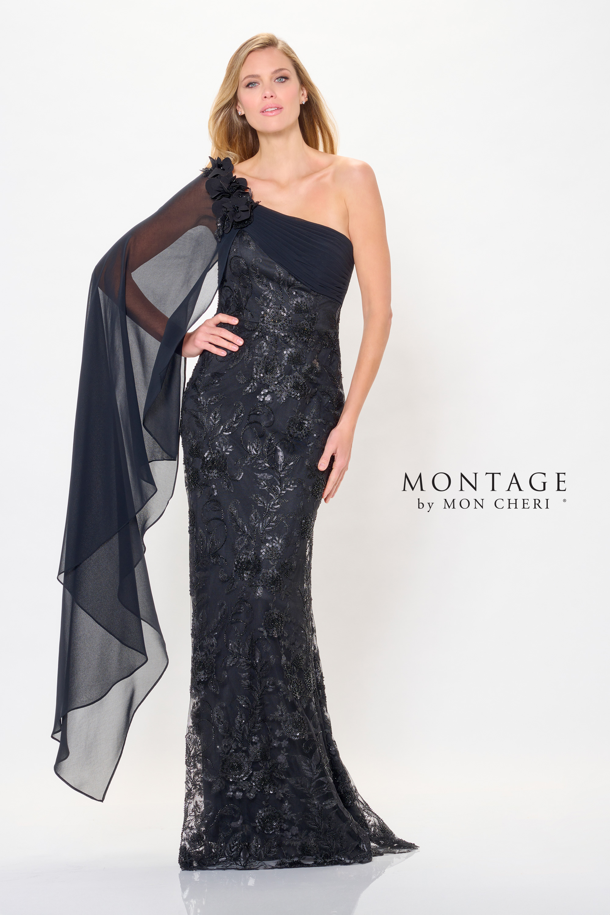 Stunning Fit and Flare Asymmetric Sequin Embroidery Mother of the Brid