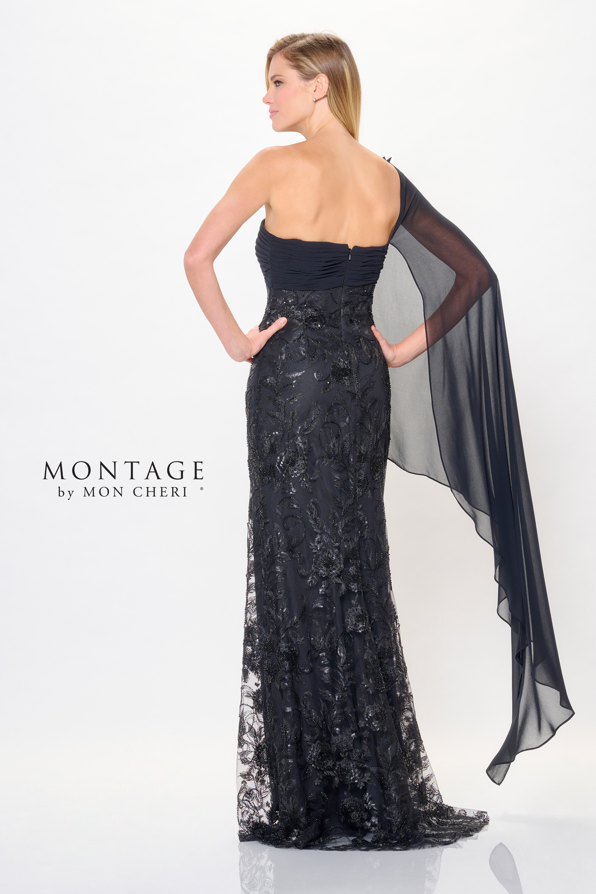 Stunning Fit and Flare Asymmetric Sequin Embroidery Mother of the Bride Dress #M920
