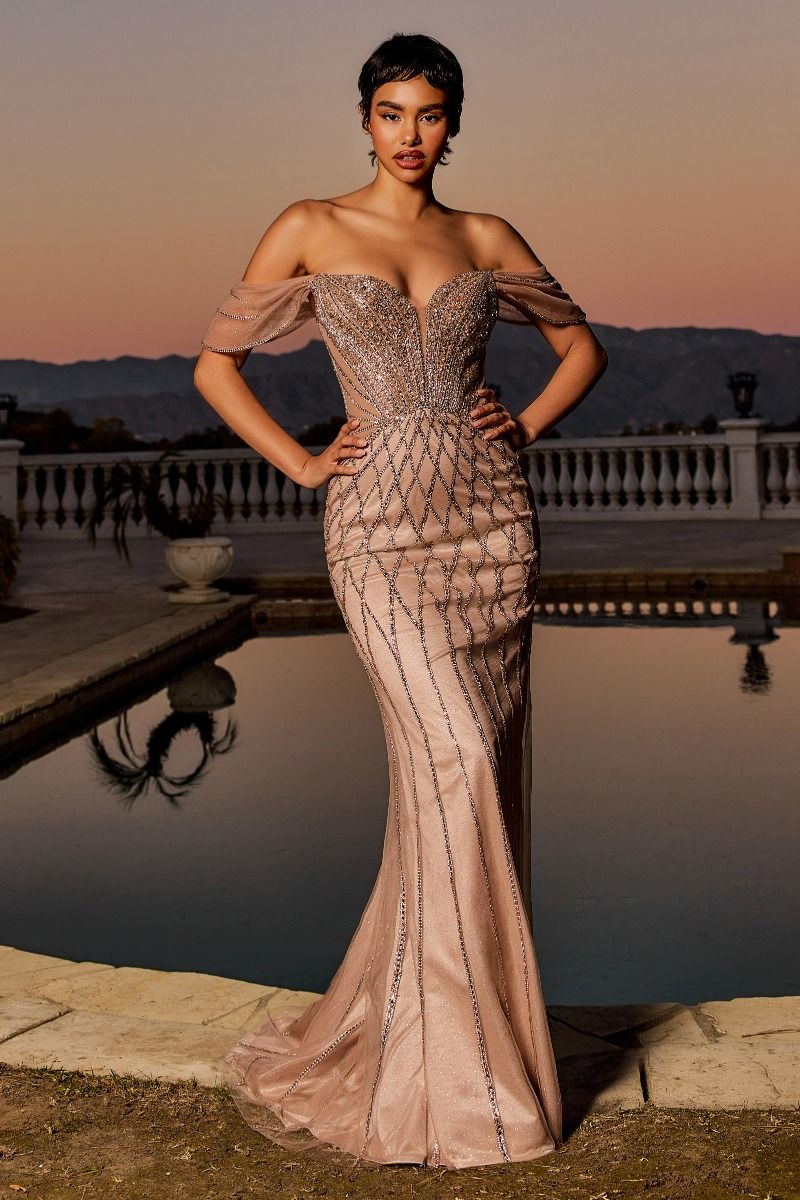 Mermaid Sweetheart Beaded Off The Shoulder Prom Dress CC477