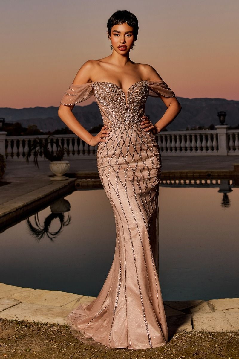 Mermaid Sweetheart Beaded Off The Shoulder Prom Dress CC477
