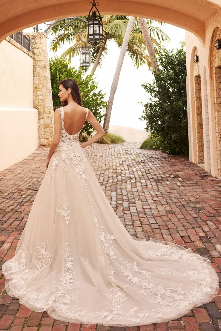MARTIN THORNBURG MT3210 Elegance A-Line V-Neck Glitter Tulle Wedding Dress