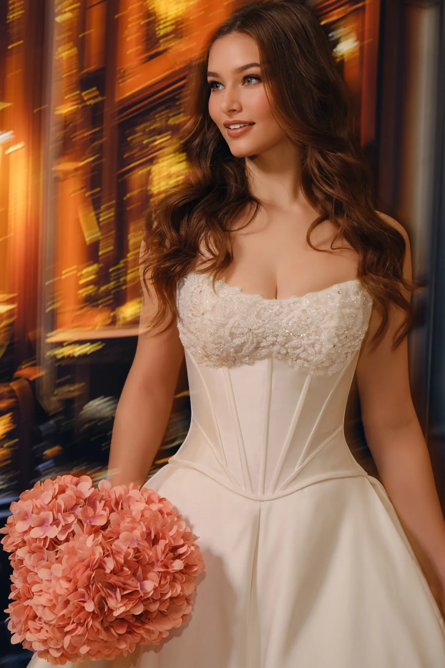 Ball Gown Curved Lace Appliques Mikado Wedding Dress #MT4011