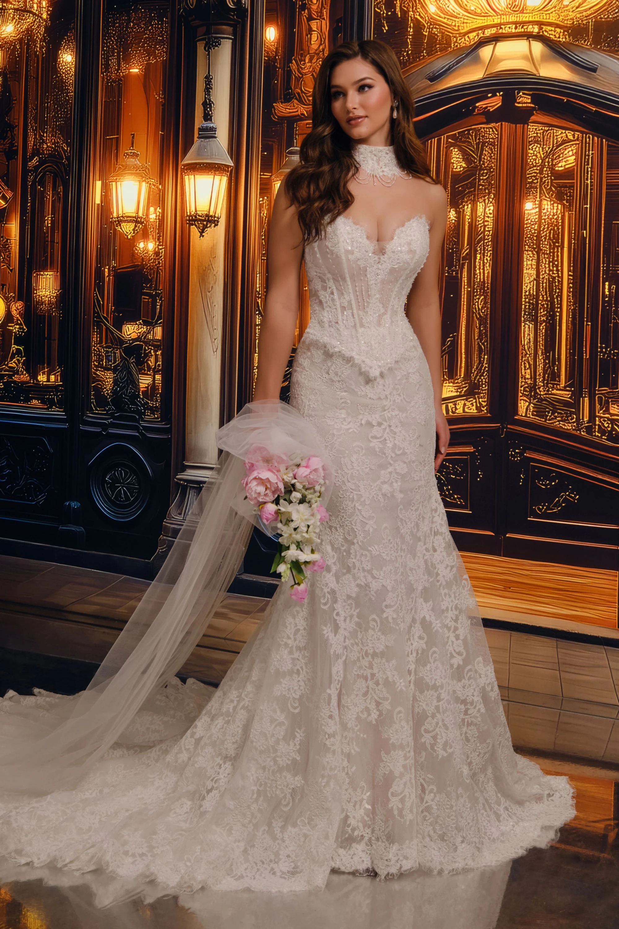 Mermaid Strapless Sweetheart Beading Sequin Wedding Dress #MT4016