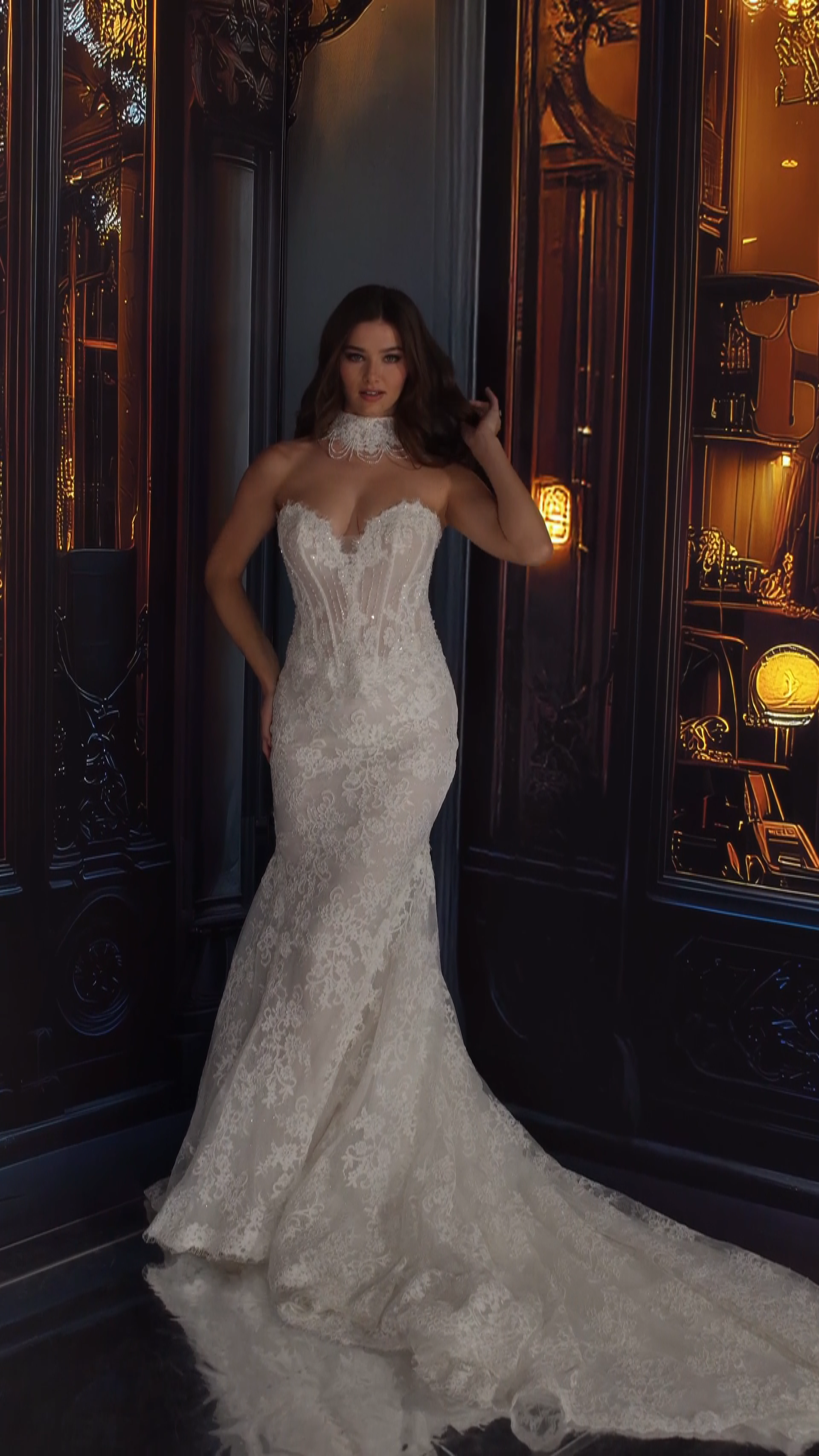 Mermaid Strapless Sweetheart Beading Sequin Wedding Dress #MT4016