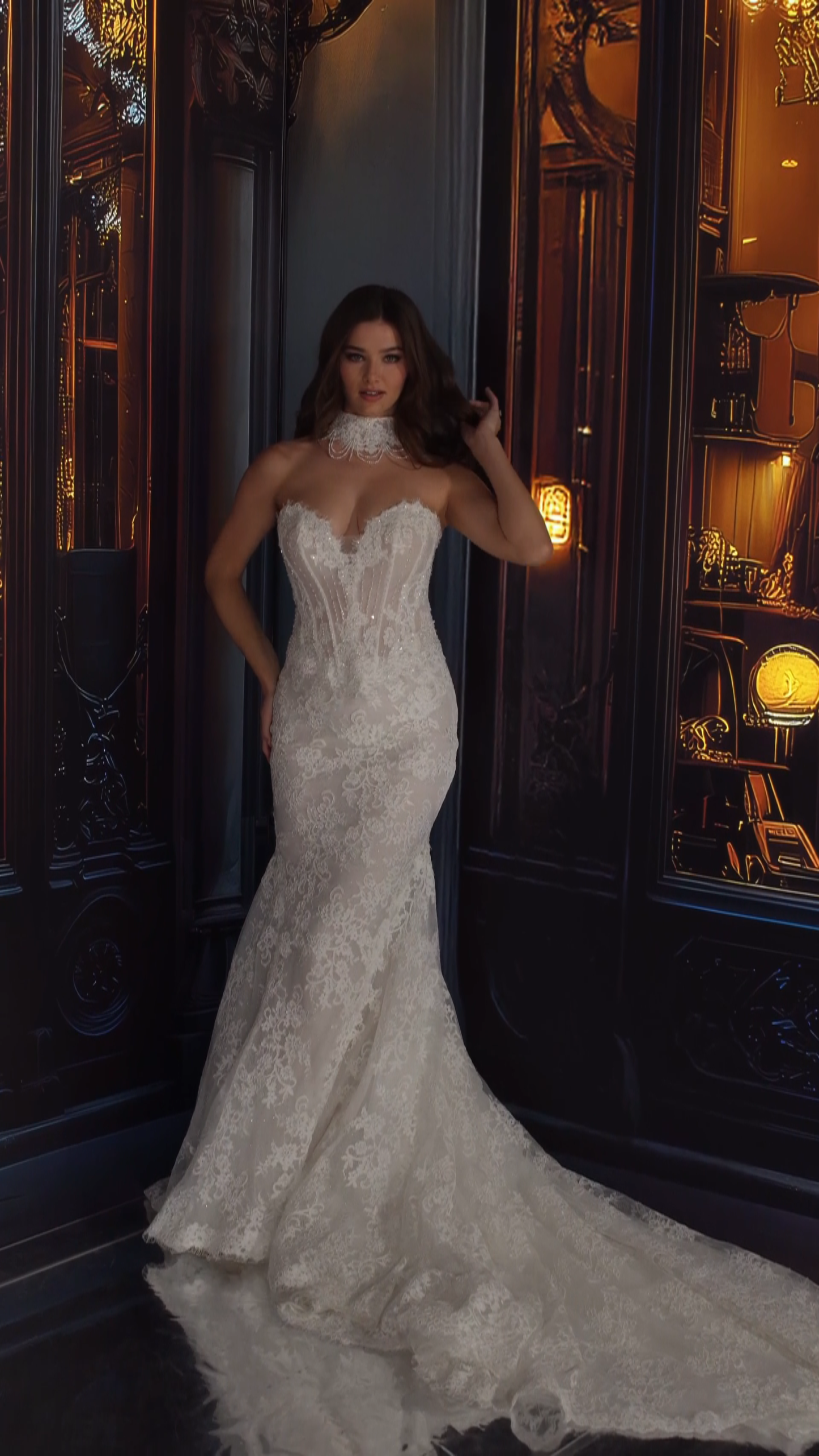Mermaid Strapless Sweetheart Beading Sequin Wedding Dress #MT4016