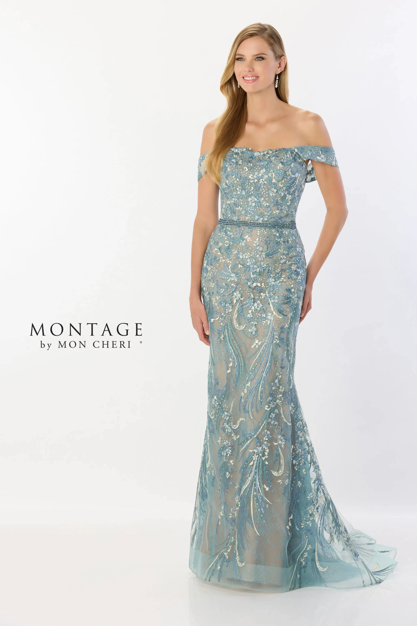 Elegant Mermaid Strapless Embroidered Tulle Mother of the Bride Dress