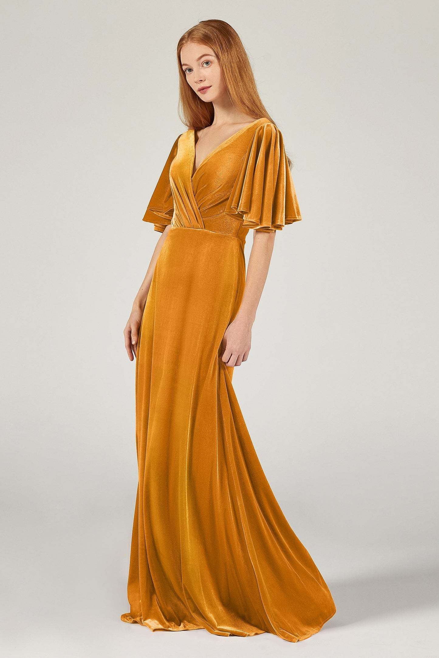A-Line Floor Length Velvet Bridesmaid Dress Formal Dresses CB0367