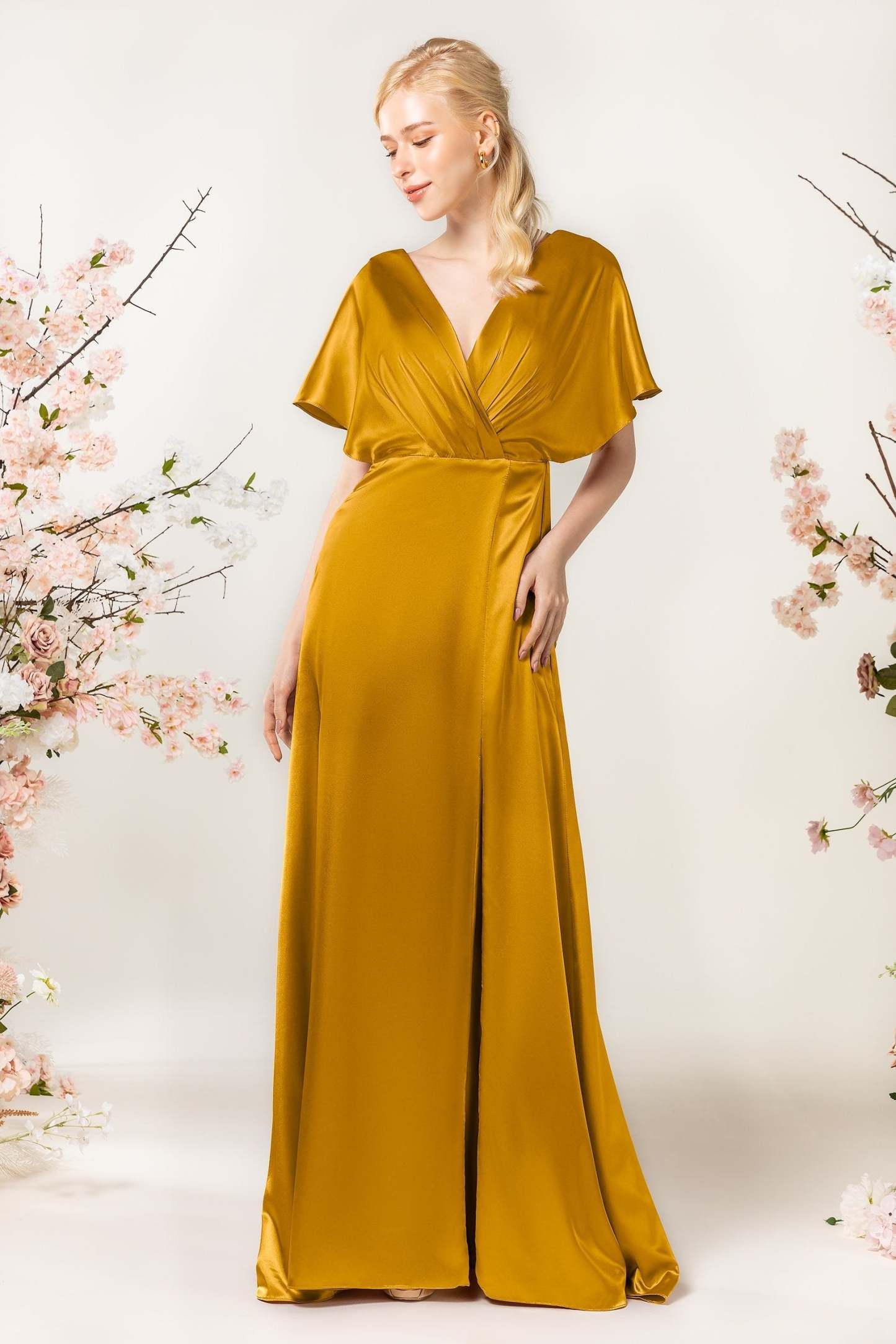 Sheath Sweep Acetate Satin Bridesmaid Dress Formal Dresses CB0505