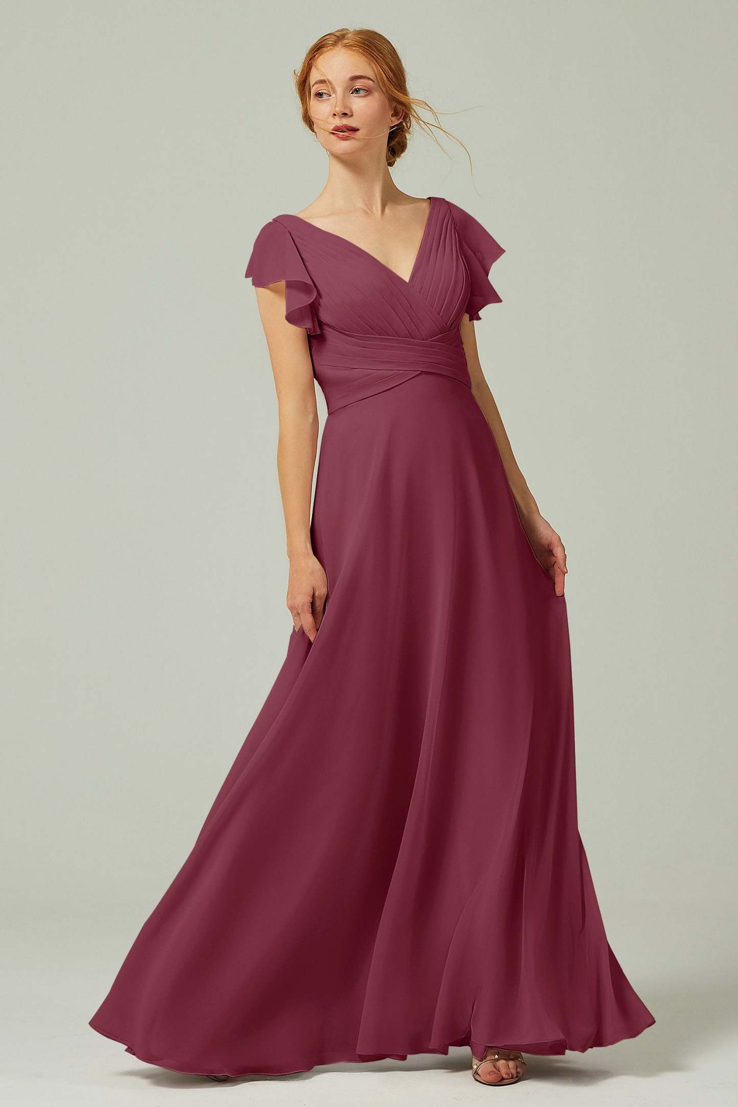A-Line Floor Length Chiffon Bridesmaid Dress CB0302