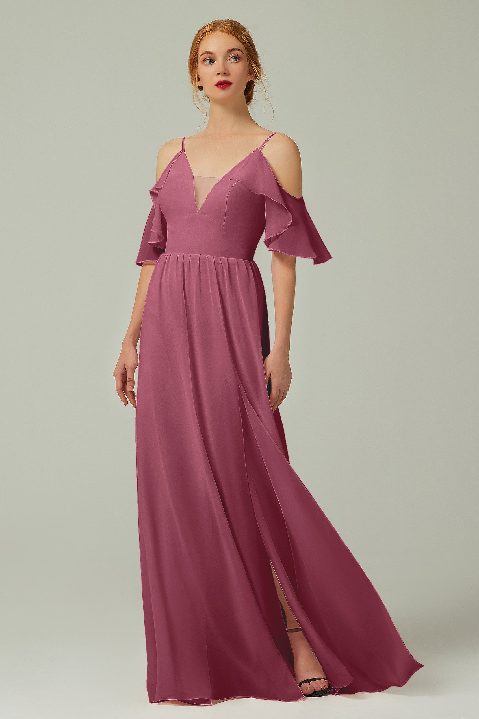 A-Line Floor Length Chiffon Bridesmaid Dress CB0236
