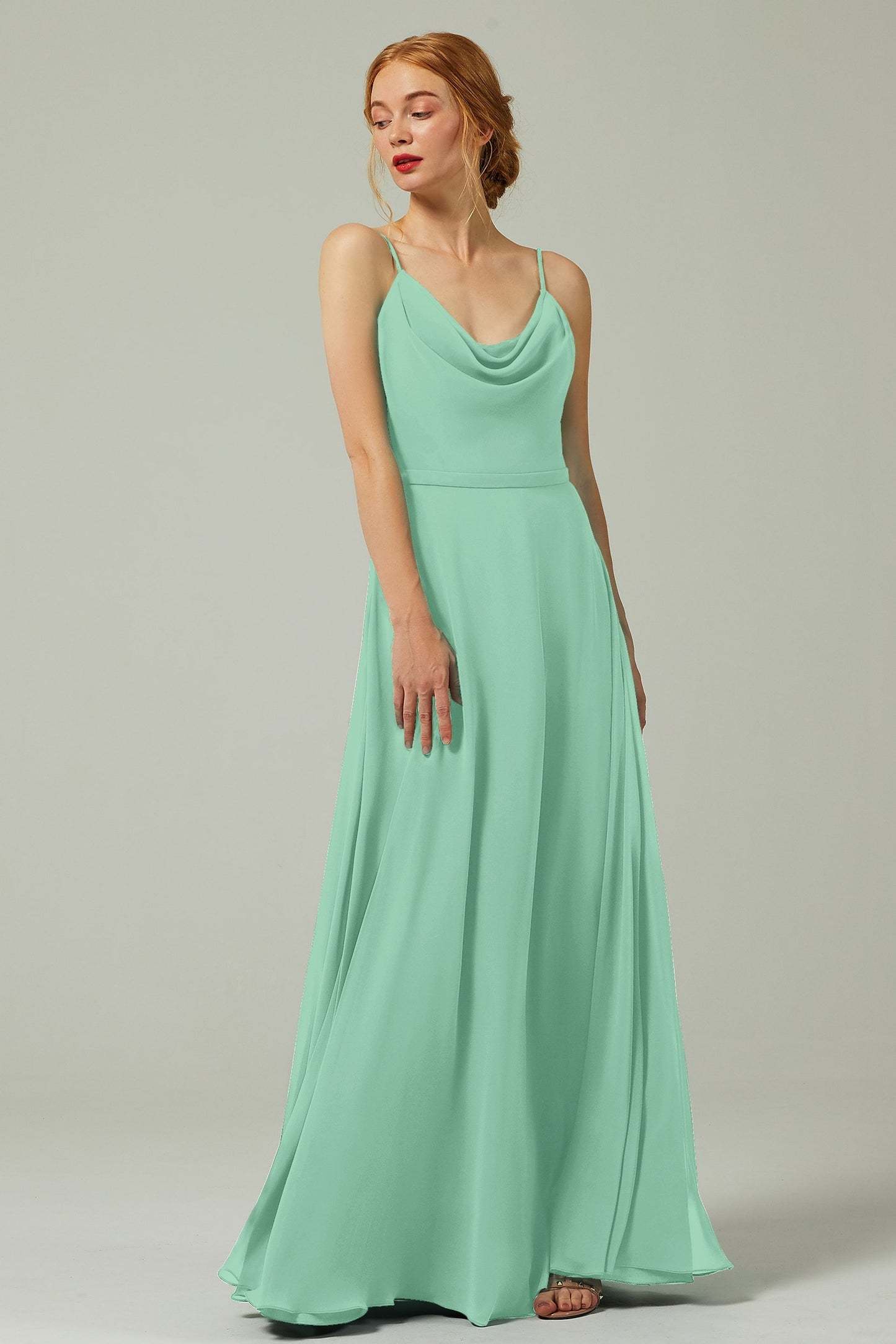 A-Line Floor Length Chiffon Bridesmaid Dress CB0322