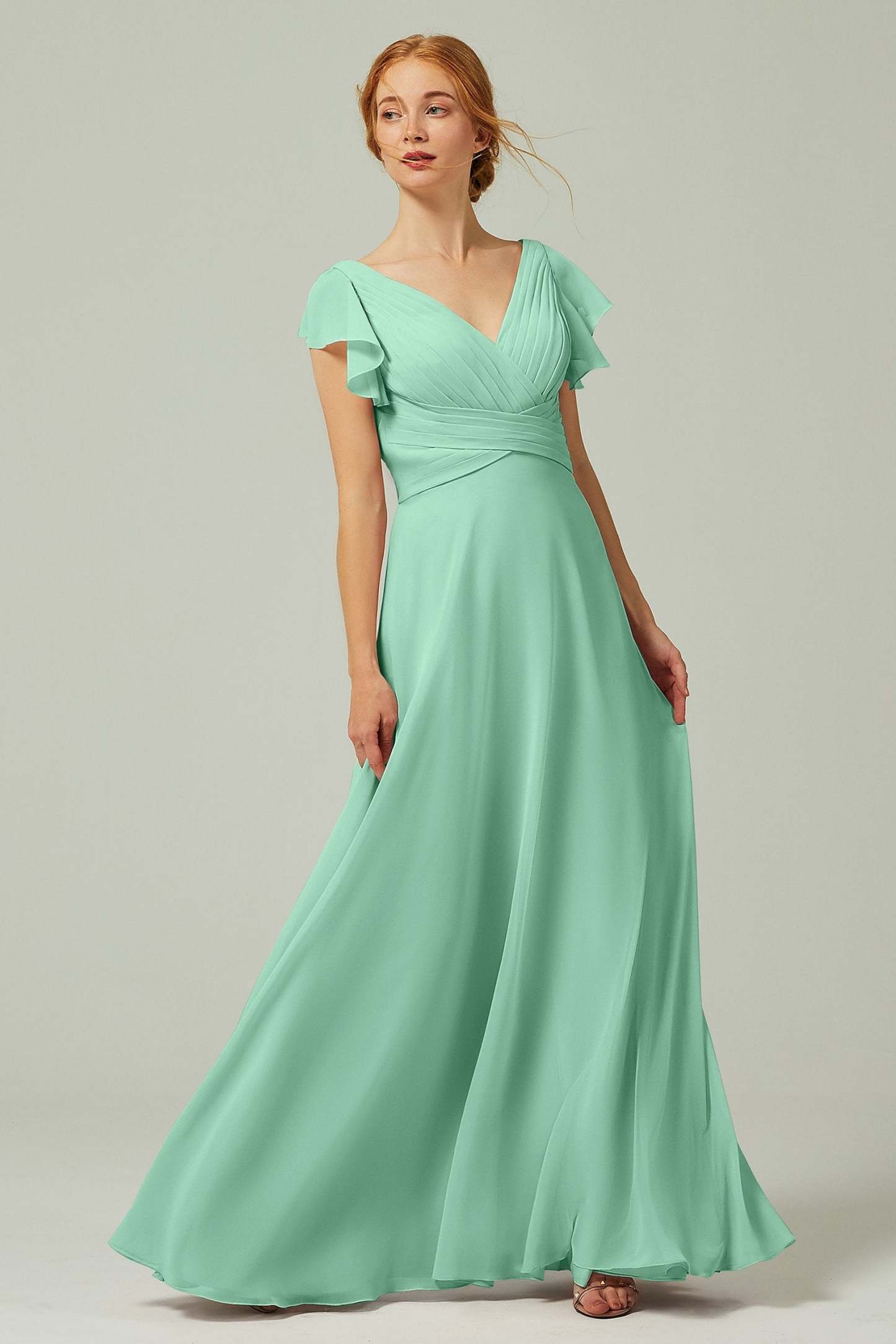 A-Line Floor Length Chiffon Bridesmaid Dress CB0302