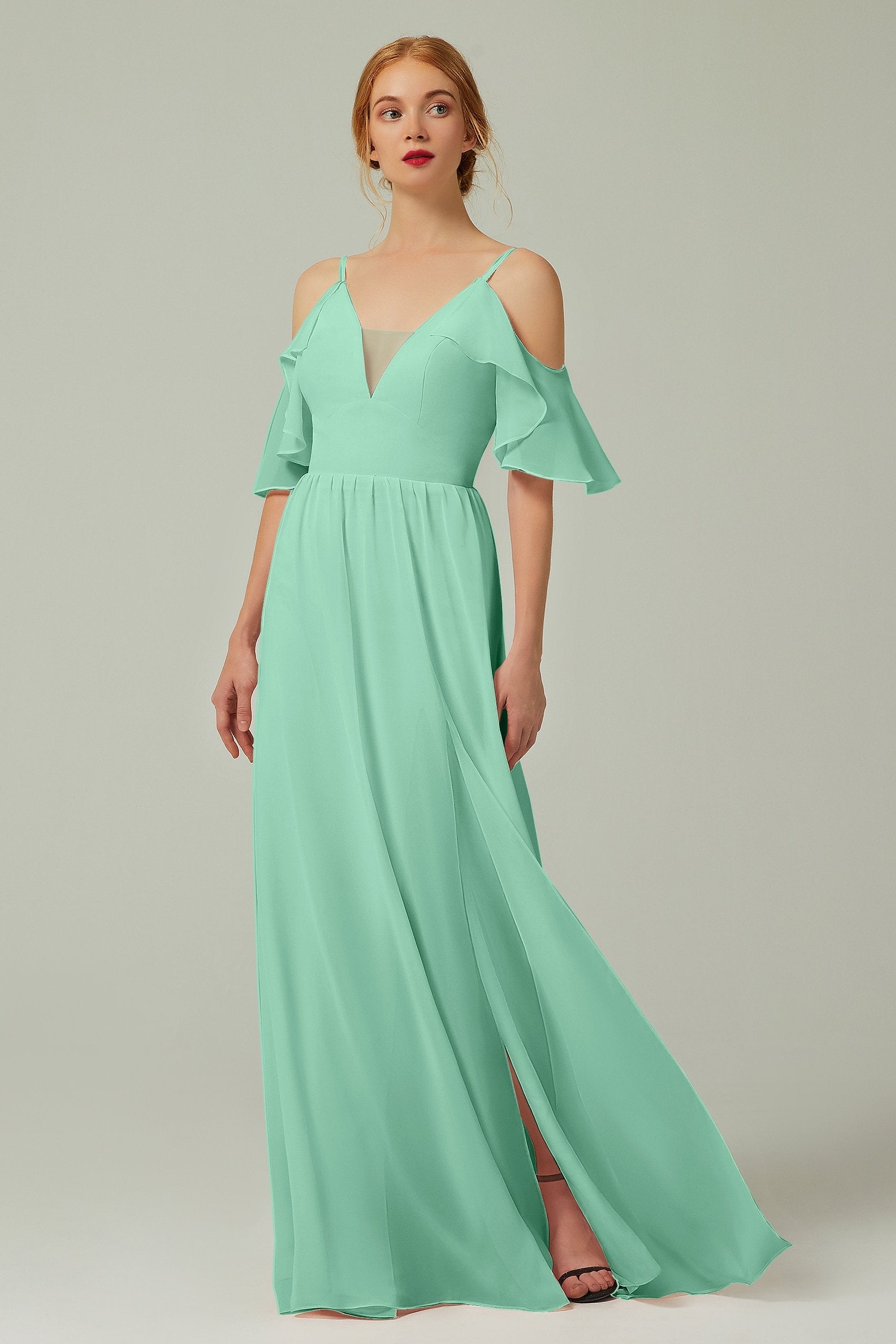 A-Line Floor Length Chiffon Bridesmaid Dress CB0236