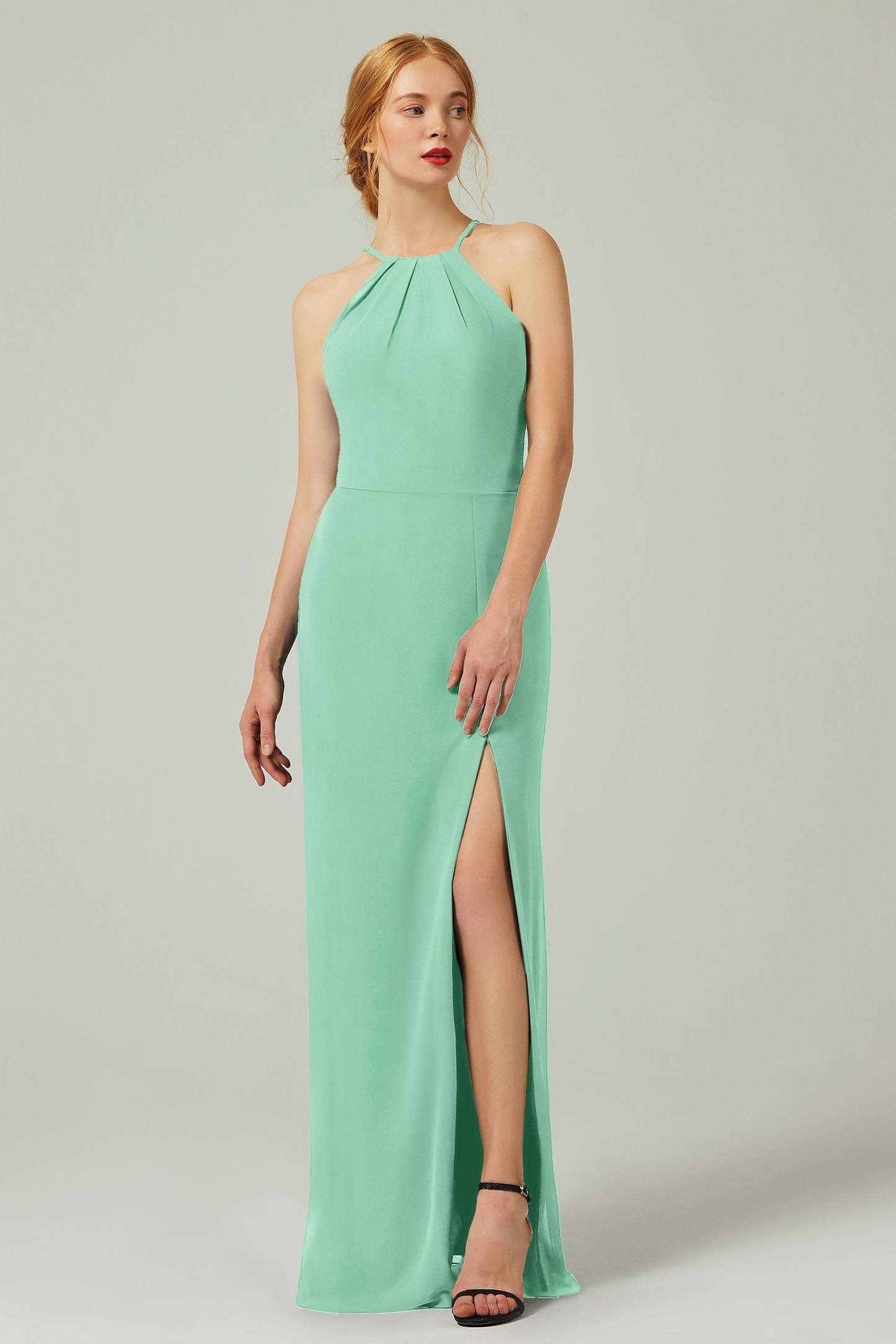 Sheath-Column Floor Length Chiffon Bridesmaid Dress Formal Dresses CB0337
