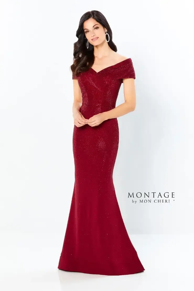 Fit Off The Shoulder Heavy Jersey Sweep Train Mother Of The Bride Dress #220949