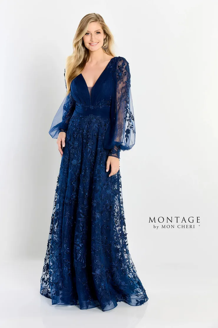 Exquisite A-line V-Neck Long Sleeve Mother of the Bride Dress #M2201
