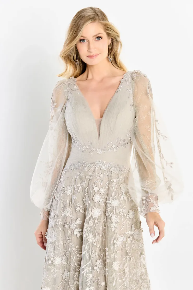 Exquisite A-line V-Neck Long Sleeve Mother of the Bride Dress #M2201