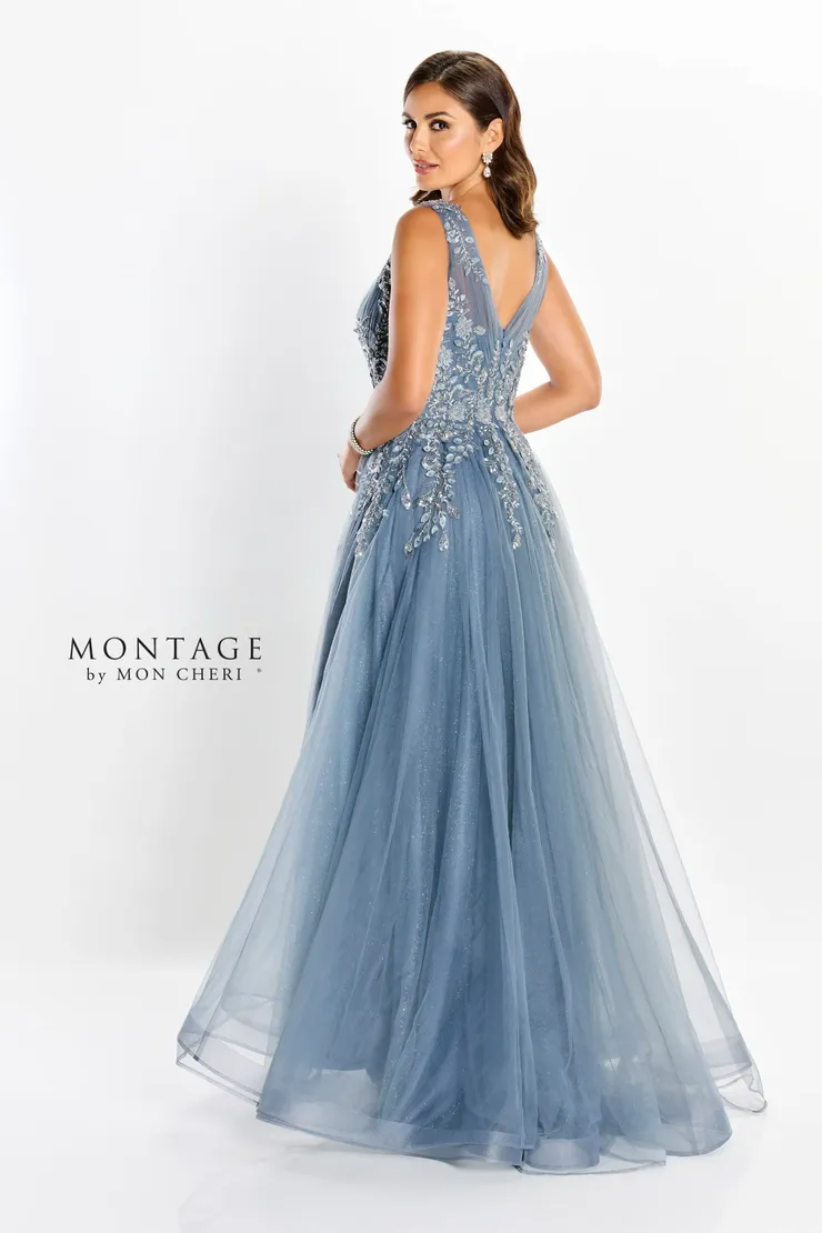 Enchanting Glitter Tulle Floral Applique Mother Of The Bride Dress #M2203