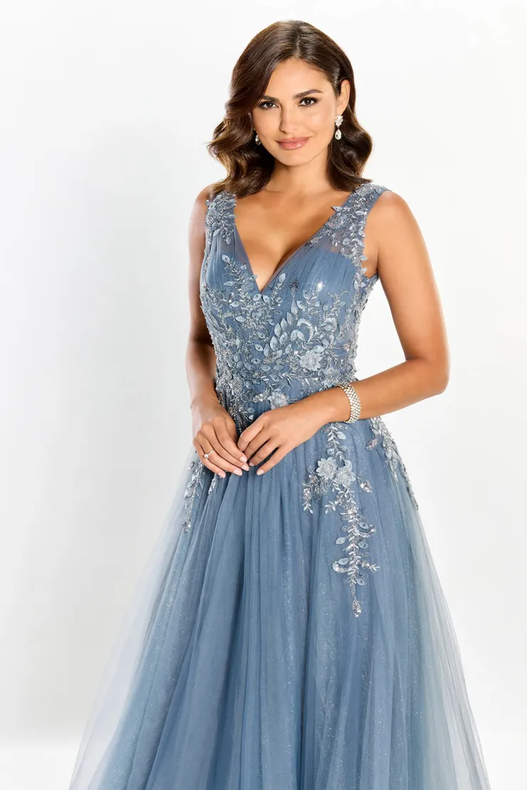 Enchanting Glitter Tulle Floral Applique Mother Of The Bride Dress #M2203