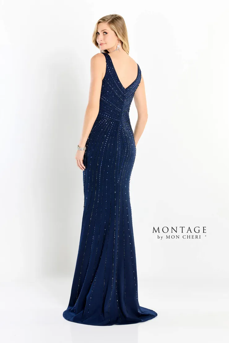 Sultry V-Neck Sparkling Bead Matte Jersey Mother of the Bride Dress #M2211