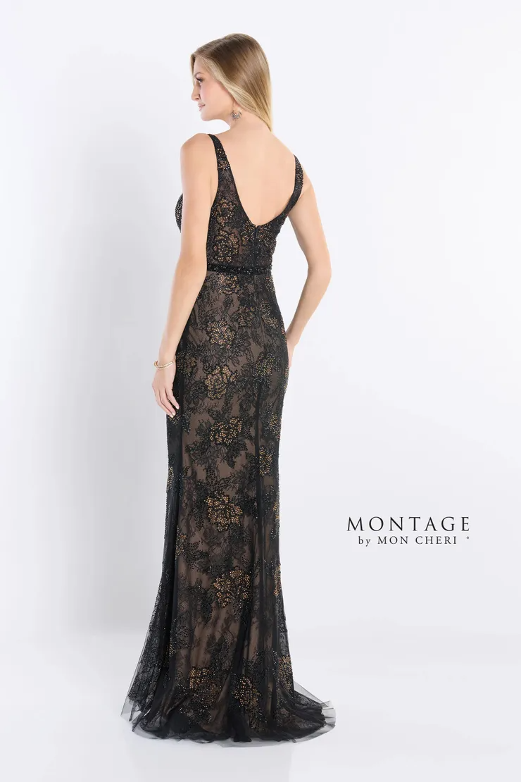 Glamorous Illusion Plunge V-Neck Matte Jersey Mother Of The Bride Dress #M2212