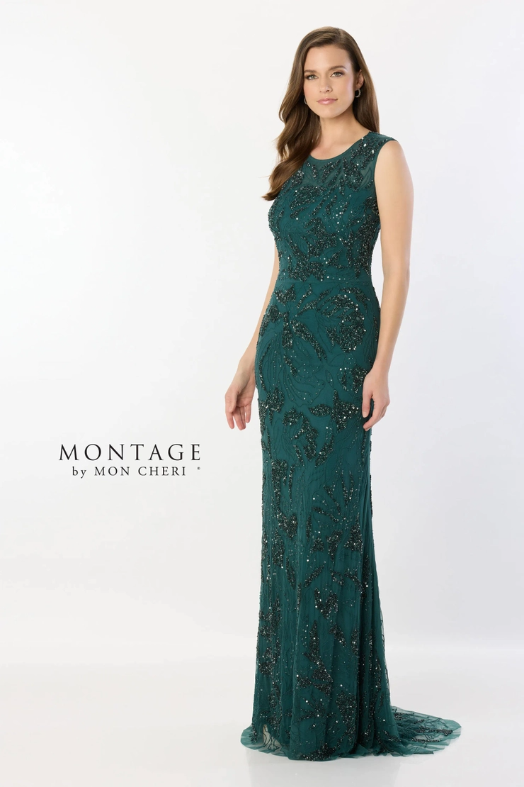 Flattering Scoop Neck Embriodered Beaded Tulle Mother of the Bride Dress #M2239