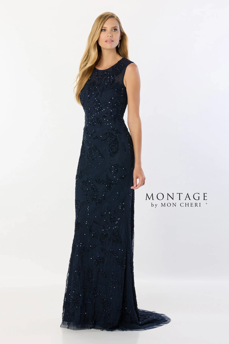 Flattering Scoop Neck Embriodered Beaded Tulle Mother of the Bride Dress #M2239