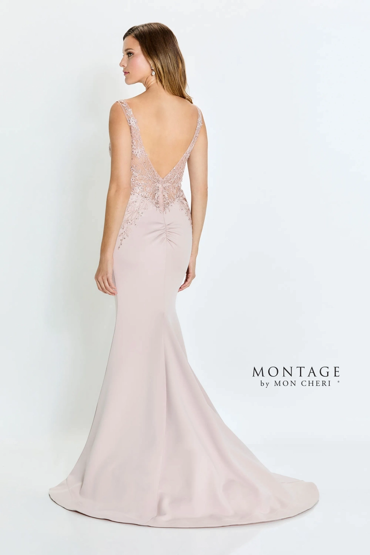 Exquisite Straight Illusion Plunge V-Neck Lace Mother Of The Bride Dress #M528